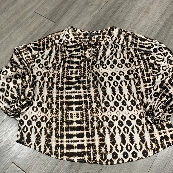 INC International Concepts Tie-Dye Charm Peasant Top Cream & Brown size 1X - Picture 8 of 11